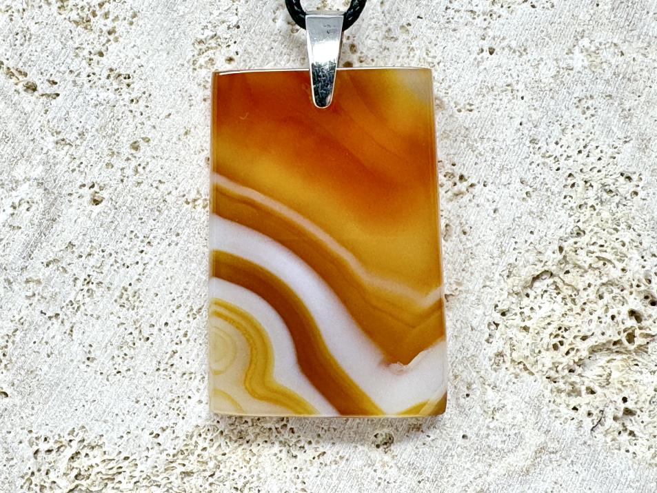 Banded Carnelian Pendant Ingot 4.1cm