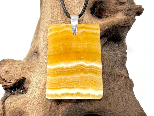 Banded Orange Calcite Pendant Ingot 4cm