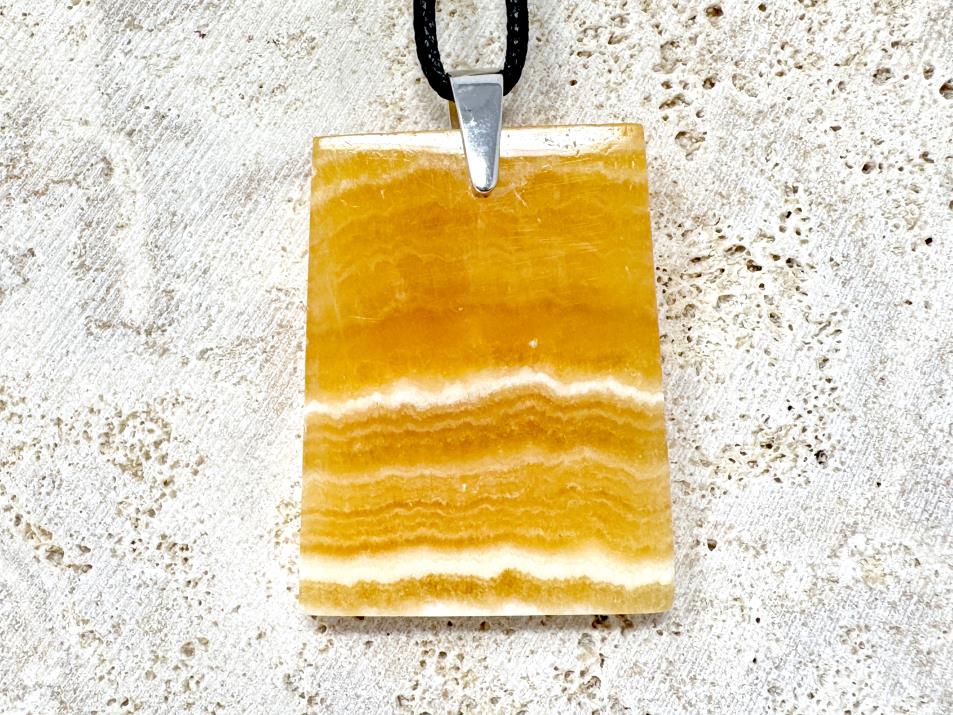 Banded Orange Calcite Pendant Ingot 4cm