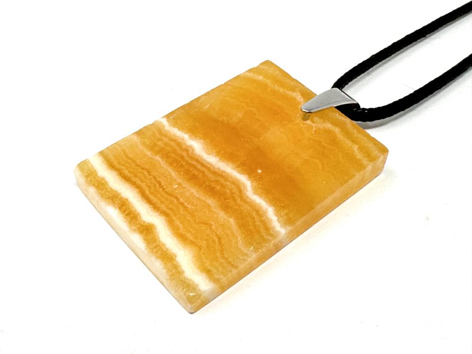 Banded Orange Calcite Pendant Ingot 4cm