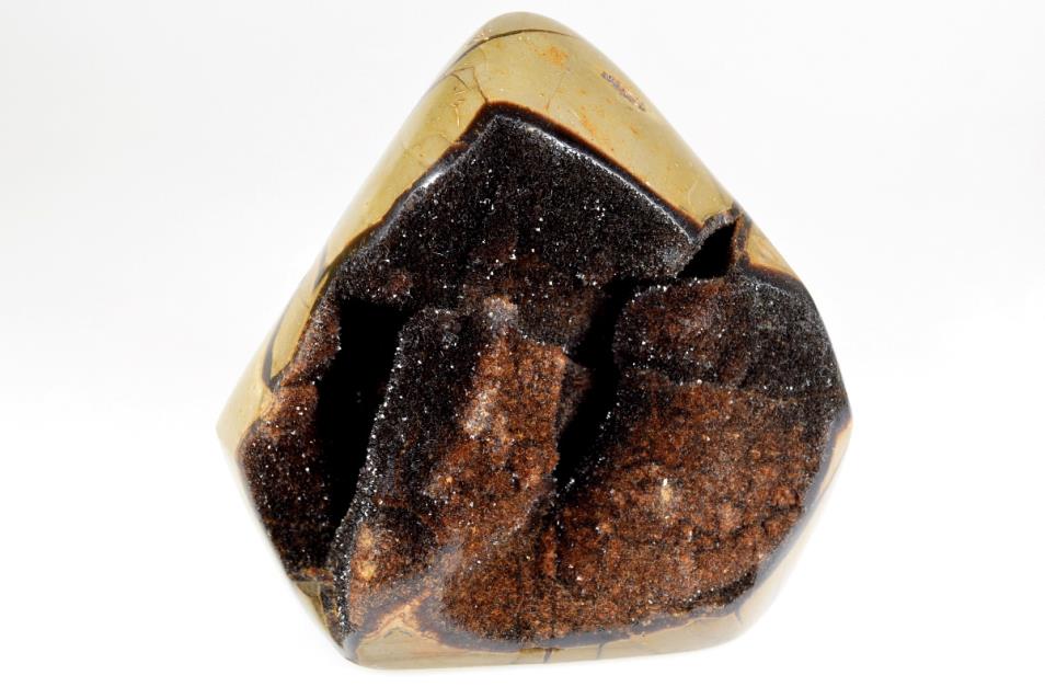 Druzy Black Septarian Crystal Geode Freeform 10.4cm