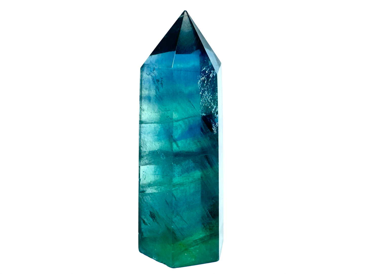 Blue And Green Fluorite Crystal Point 5.8cm