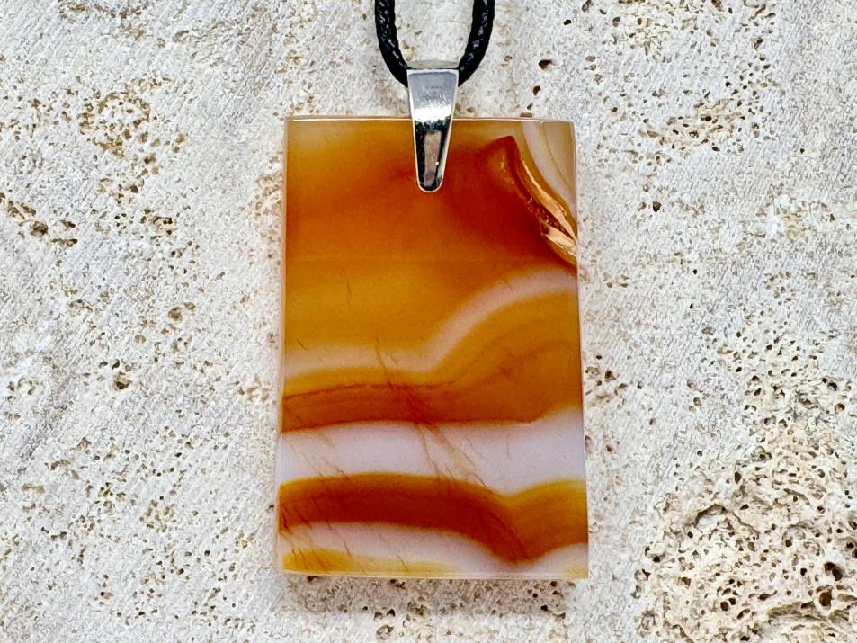 Banded Carnelian Pendant Ingot 4.1cm