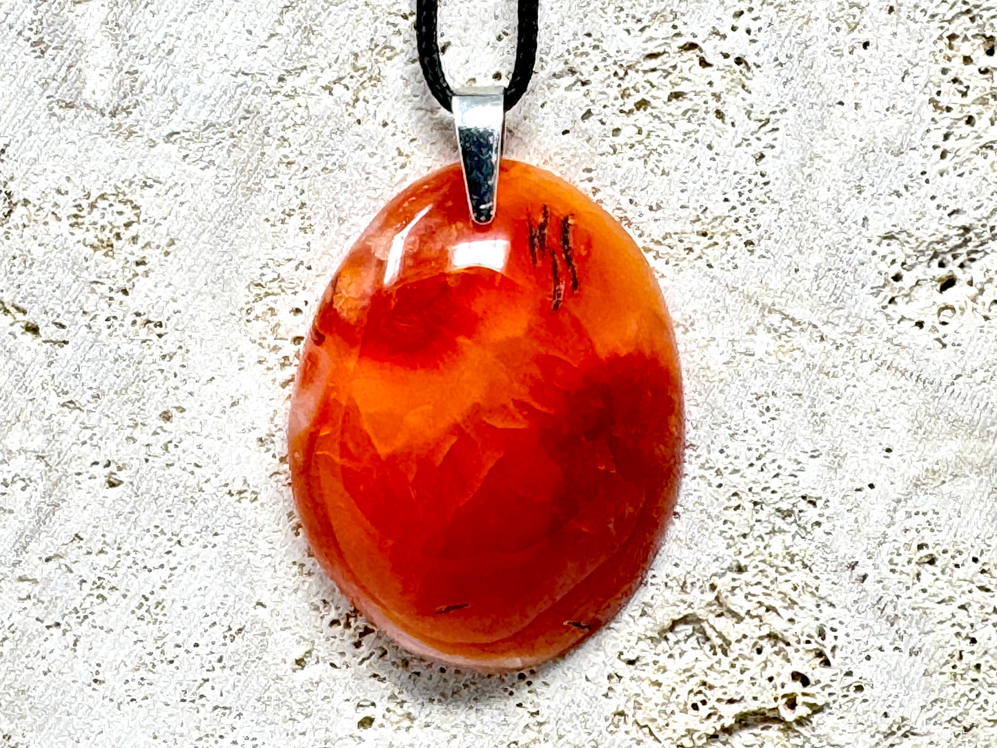 Large Carnelian Pendant Oval 4.8cm