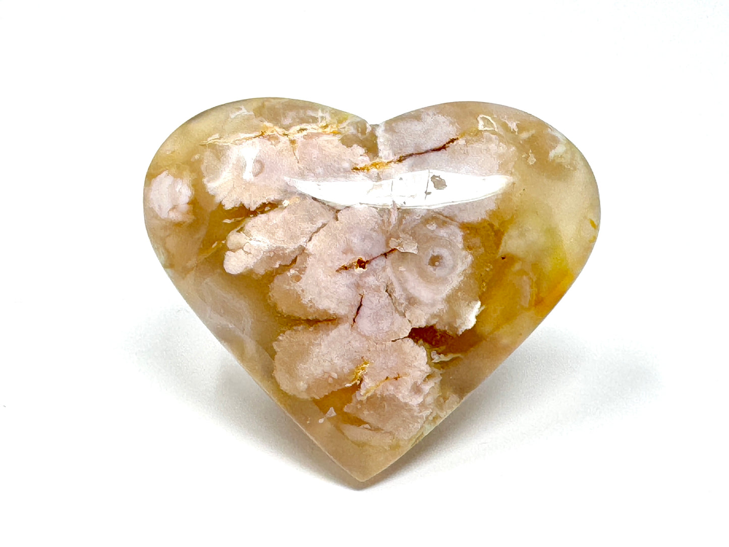 Cherry Blossom Agate Crystal Heart 6.1cm