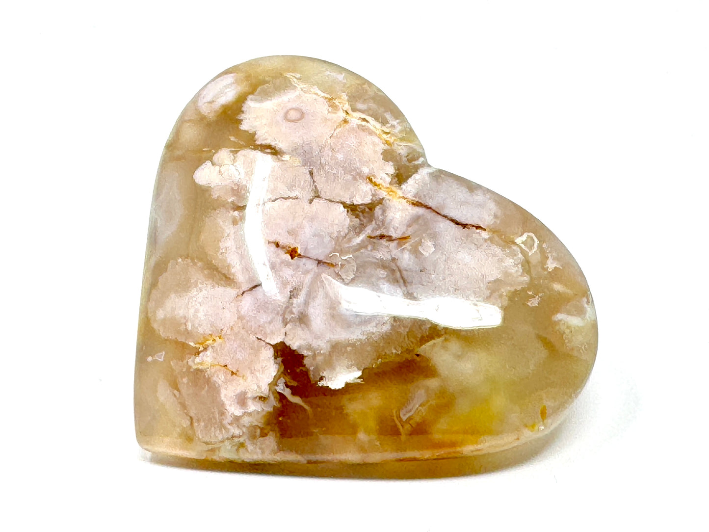 Cherry Blossom Agate Crystal Heart 6.1cm