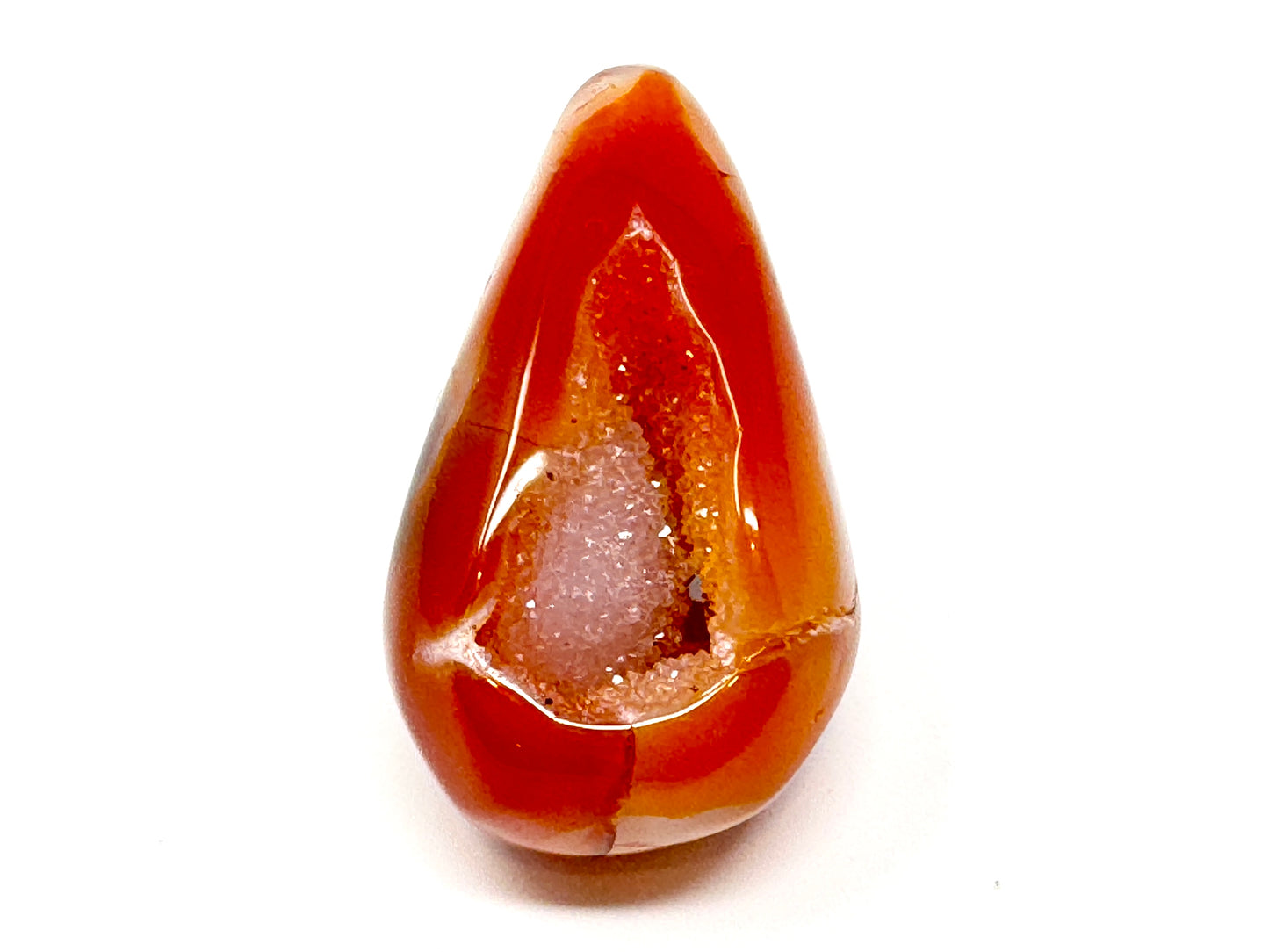 Druzy Carnelian Geode Crystal Pebble 5.7cm