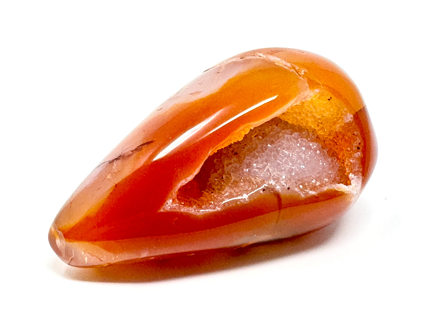 Druzy Carnelian Geode Crystal Pebble 5.7cm