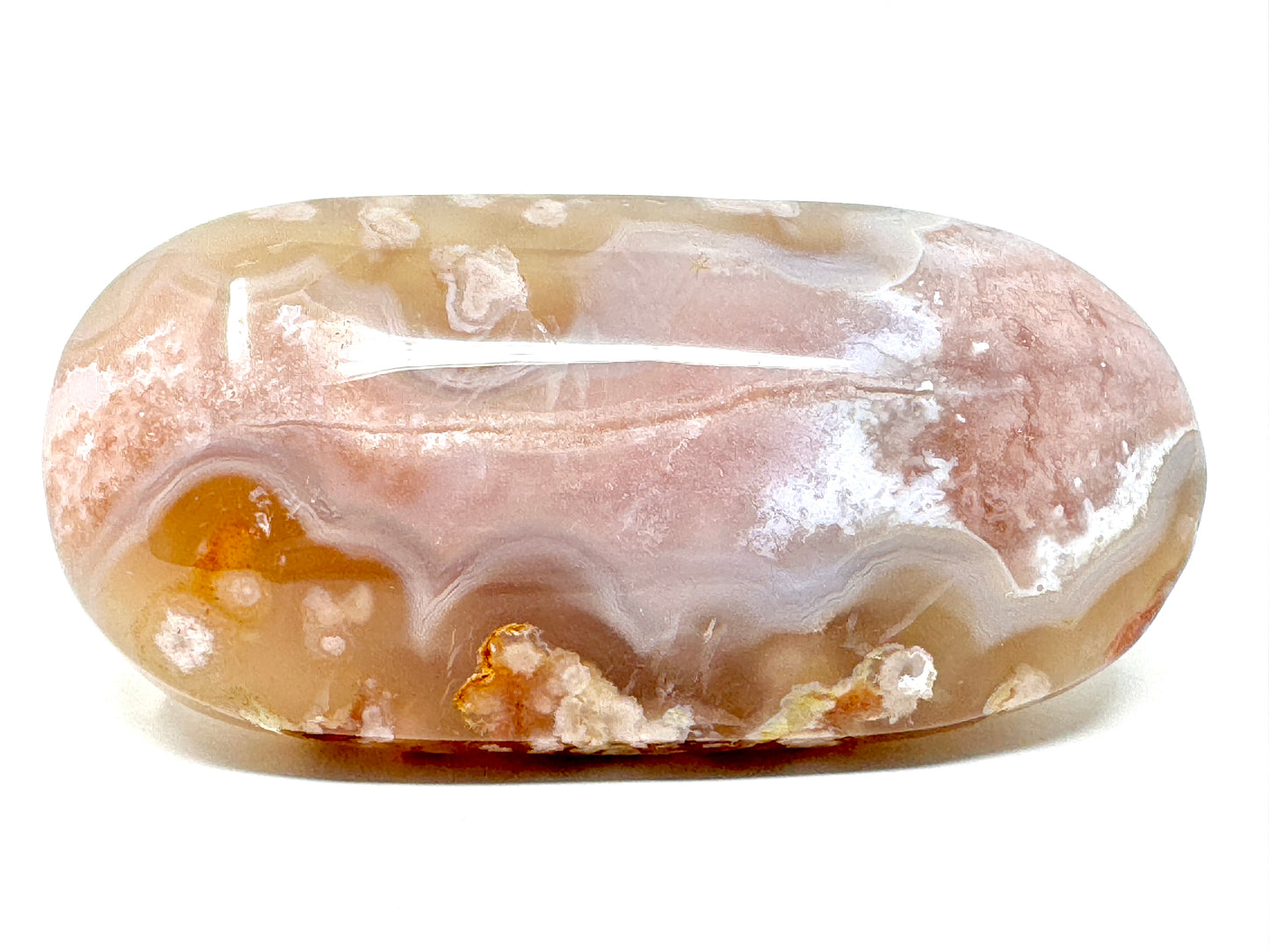 Druzy Cherry Blossom Agate Crystal Pebble 6.5cm