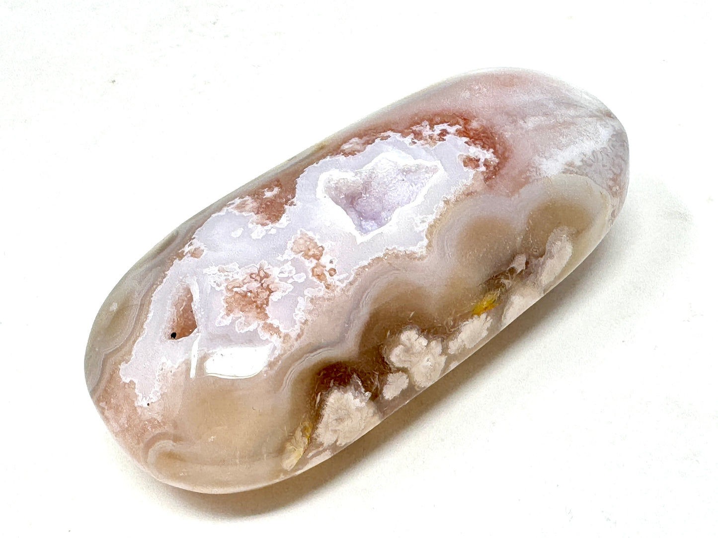 Druzy Cherry Blossom Agate Crystal Pebble 6.5cm