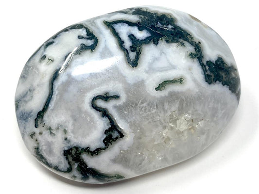 Druzy Moss Agate Crystal Pebble 6.4cm