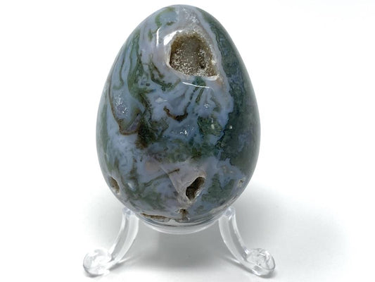 Druzy Moss Agate Crystal Egg 6.1cm