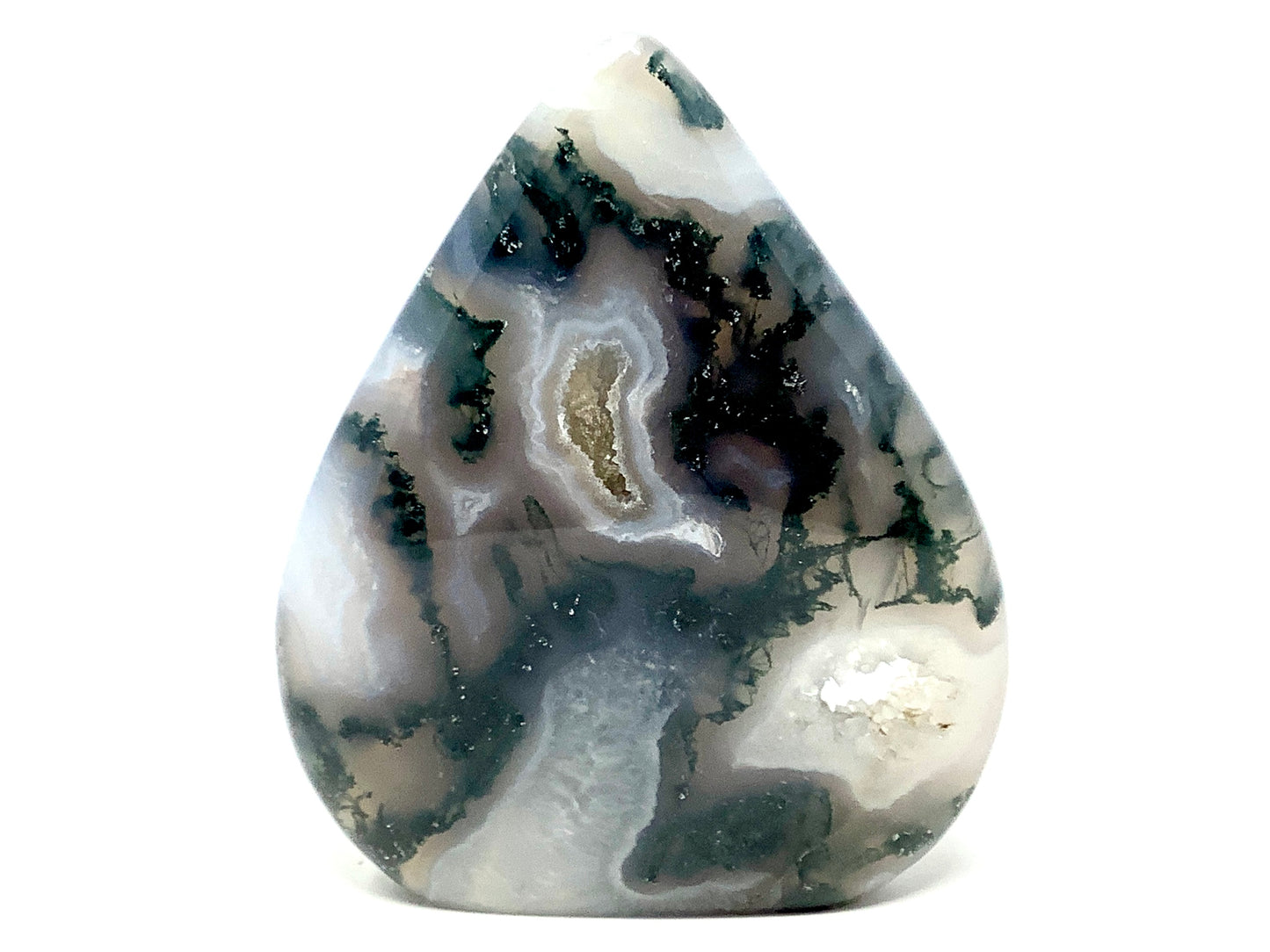 Druzy Moss Agate Crystal Freeform 9.8cm