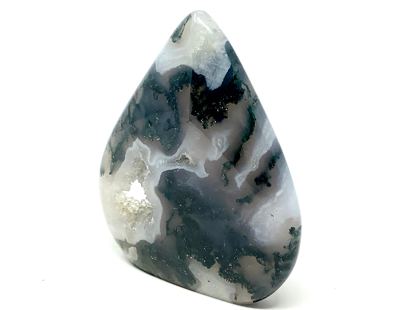 Druzy Moss Agate Crystal Freeform 9.8cm