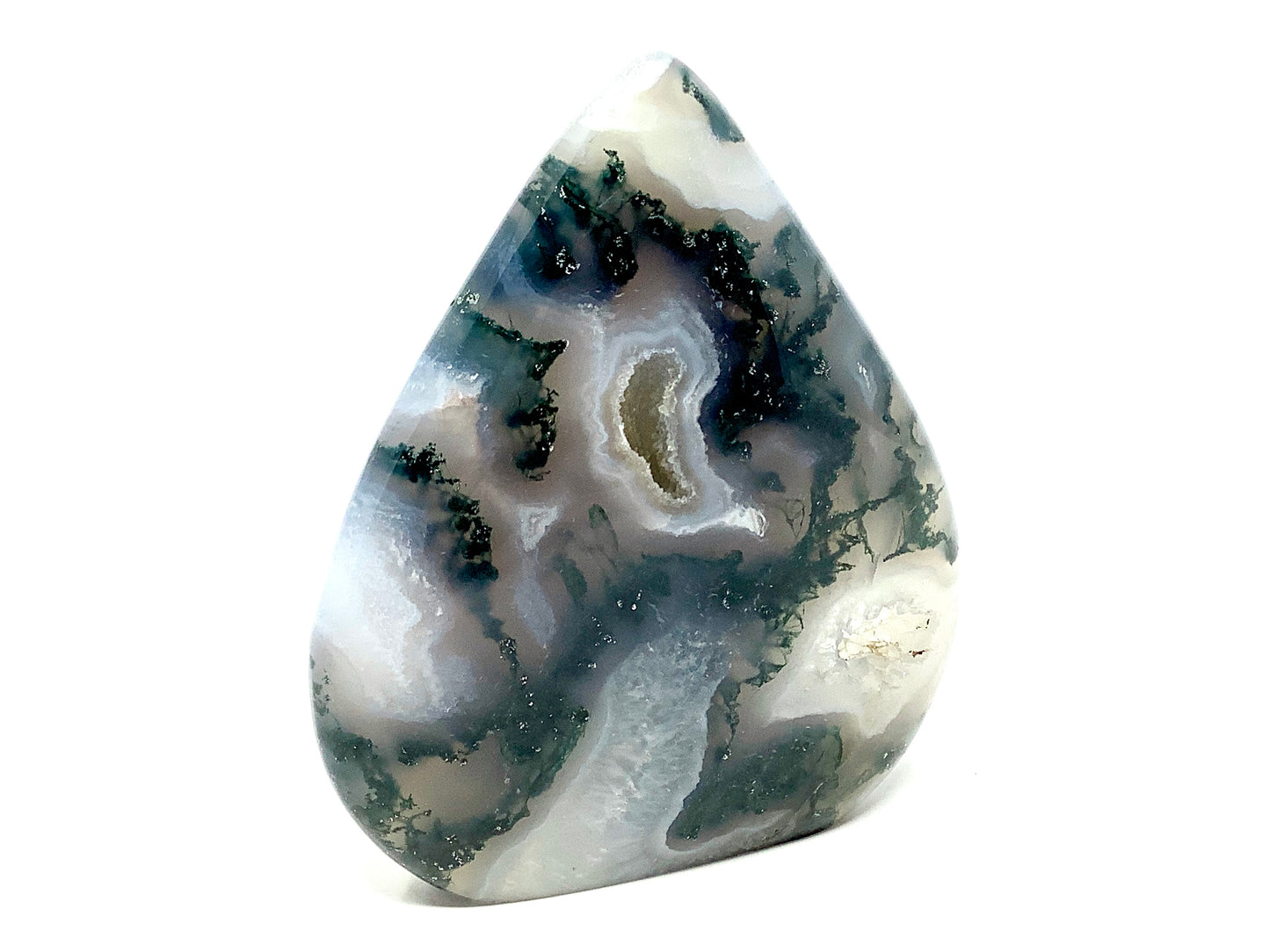 Druzy Moss Agate Crystal Freeform 9.8cm