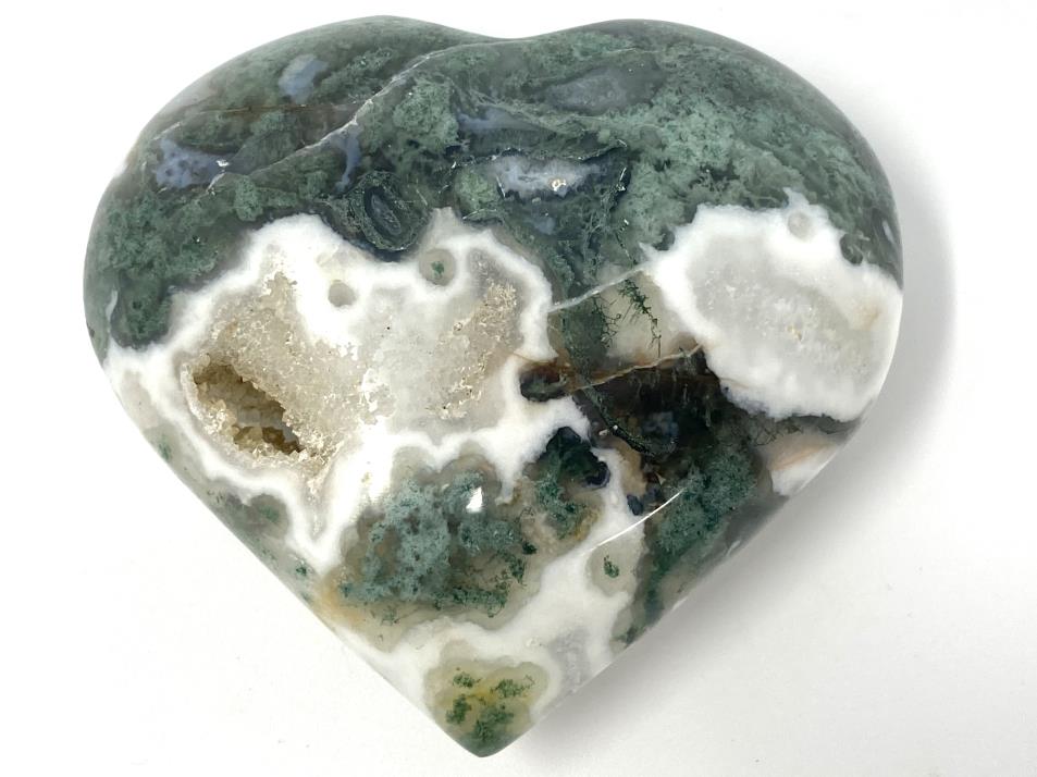 Druzy Moss Agate Crystal Heart 7cm