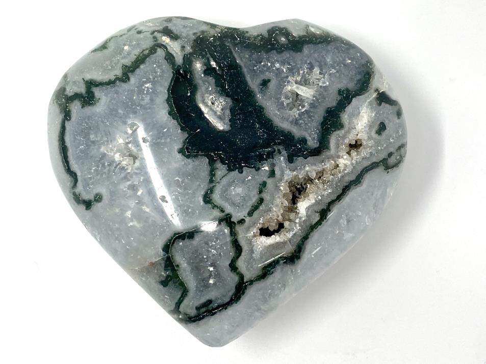 Druzy Moss Agate Crystal Heart 6.9cm