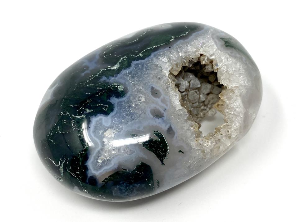 Druzy Moss Agate Crystal Pebble 6.4cm