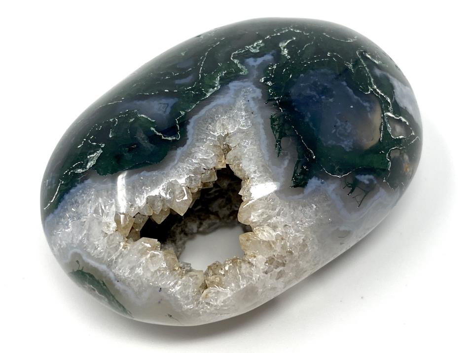 Druzy Moss Agate Crystal Pebble 6.4cm