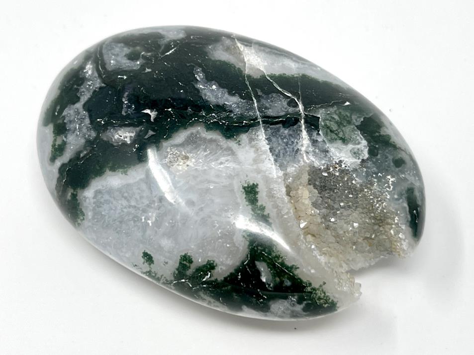 Druzy Moss Agate Crystal Pebble 6.2cm