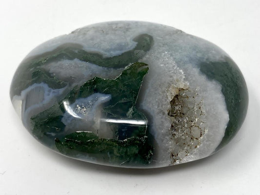 Druzy Moss Agate Crystal Pebble 5.9cm