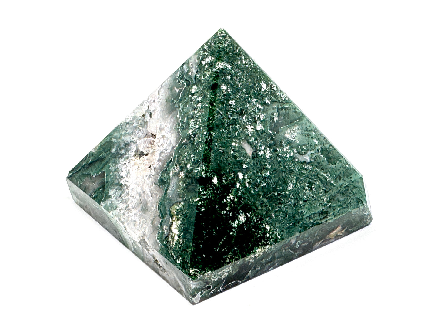 Druzy Moss Agate Crystal Pyramid 4.9cm