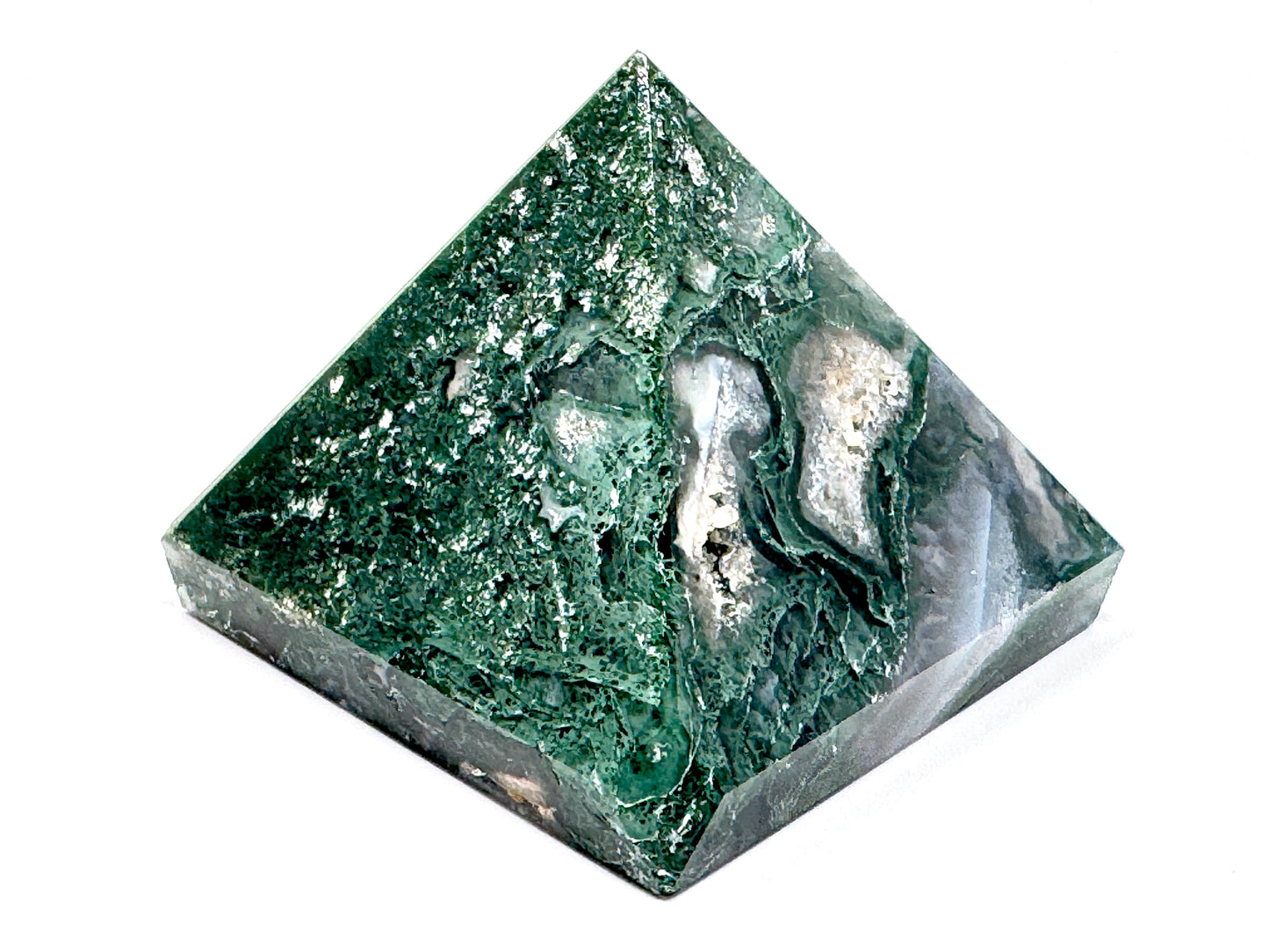 Druzy Moss Agate Crystal Pyramid 4.9cm