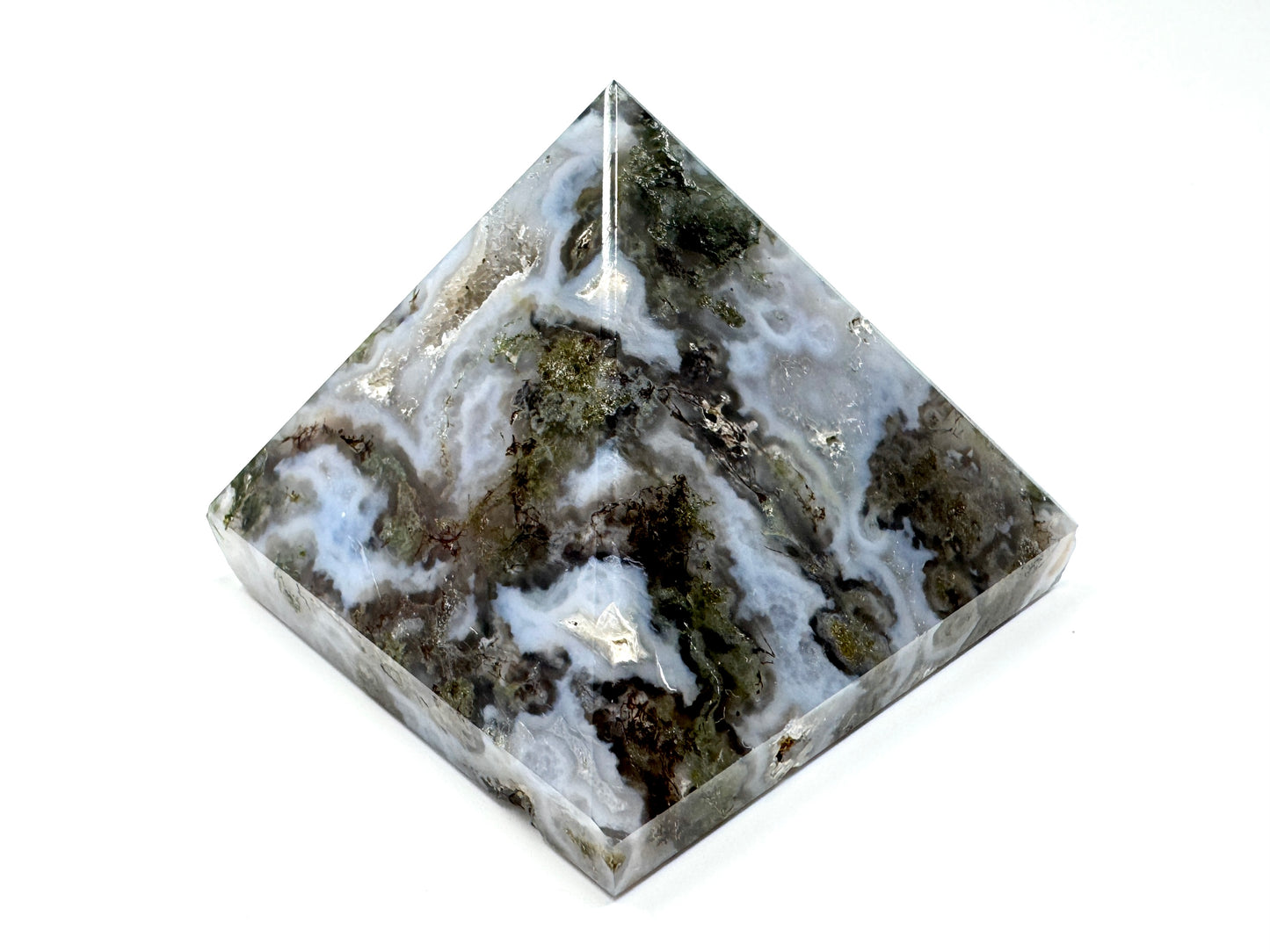 Druzy Moss Agate Crystal Pyramid 5.4cm