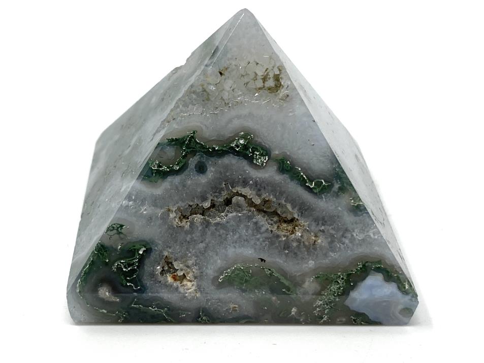 Druzy Moss Agate Crystal Pyramid 4.9cm