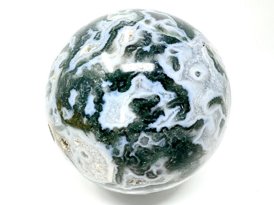 Druzy Moss Agate Crystal Sphere Large 8.7cm