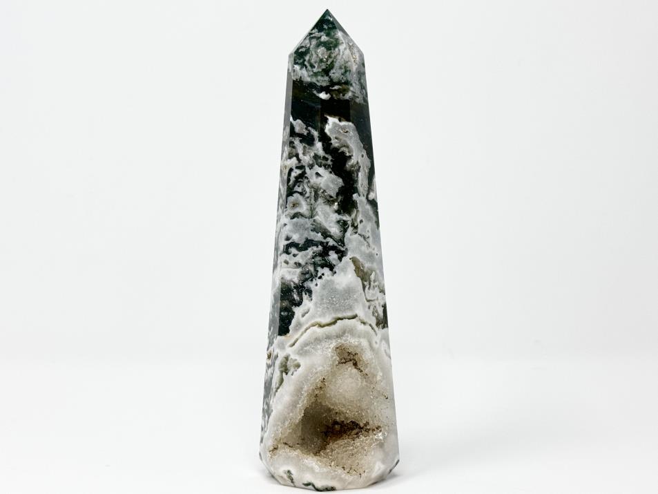 Druzy Moss Agate Crystal Point Large 16.5cm