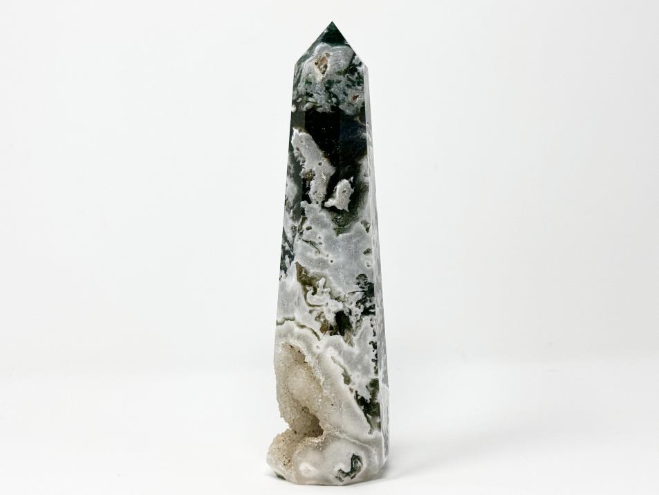 Druzy Moss Agate Crystal Point Large 16.5cm