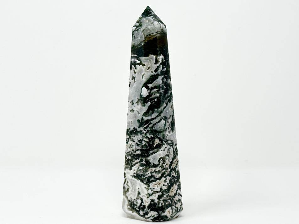 Druzy Moss Agate Crystal Point Large 16.5cm