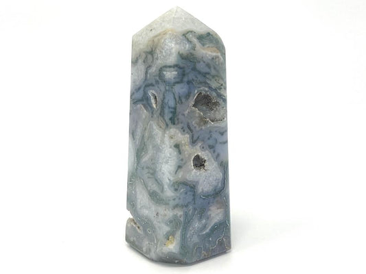 Druzy Moss Agate Crystal Tower 12cm