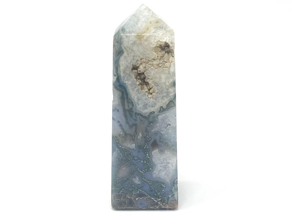 Druzy Moss Agate Crystal Tower 12cm