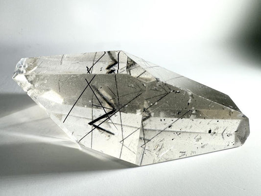 Quartz with Tourmaline Crystal Faceted Large 10cm