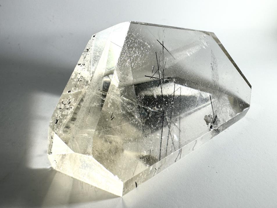 Quartz with Tourmaline Crystal Faceted Large 10cm