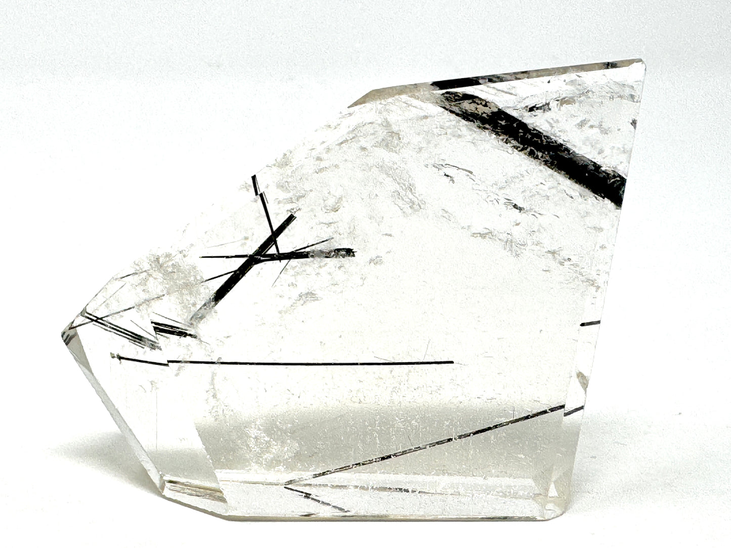 Quartz with Tourmaline Crystal Faceted 6.4cm