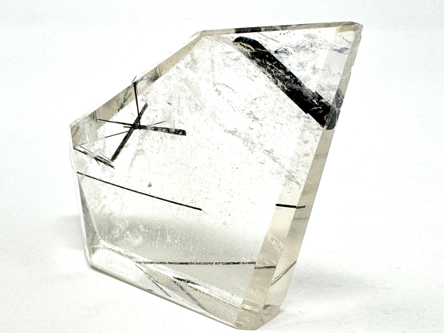 Quartz with Tourmaline Crystal Faceted 6.4cm