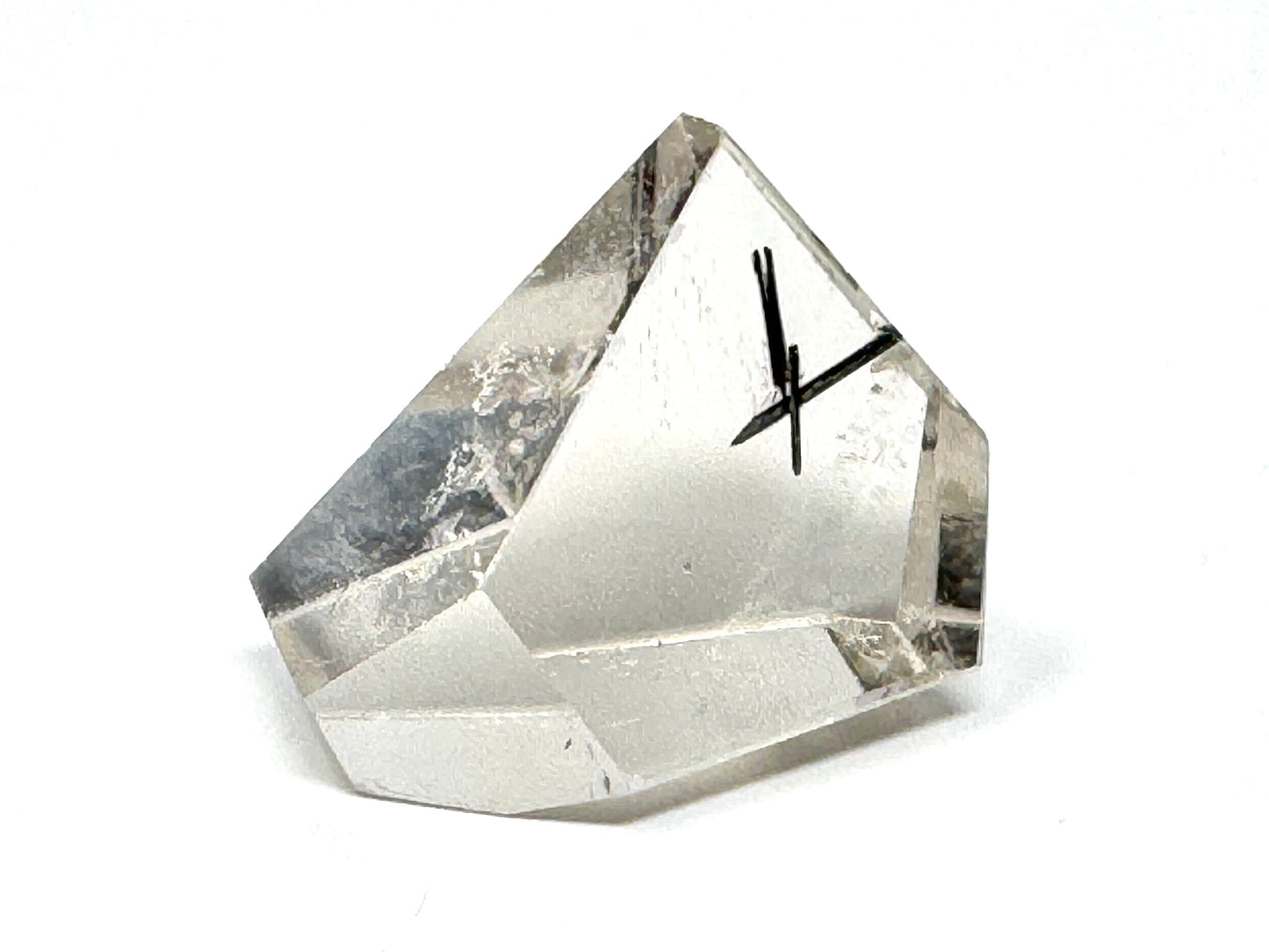 Faceted Quartz With Tourmaline Crystal 4.6cm