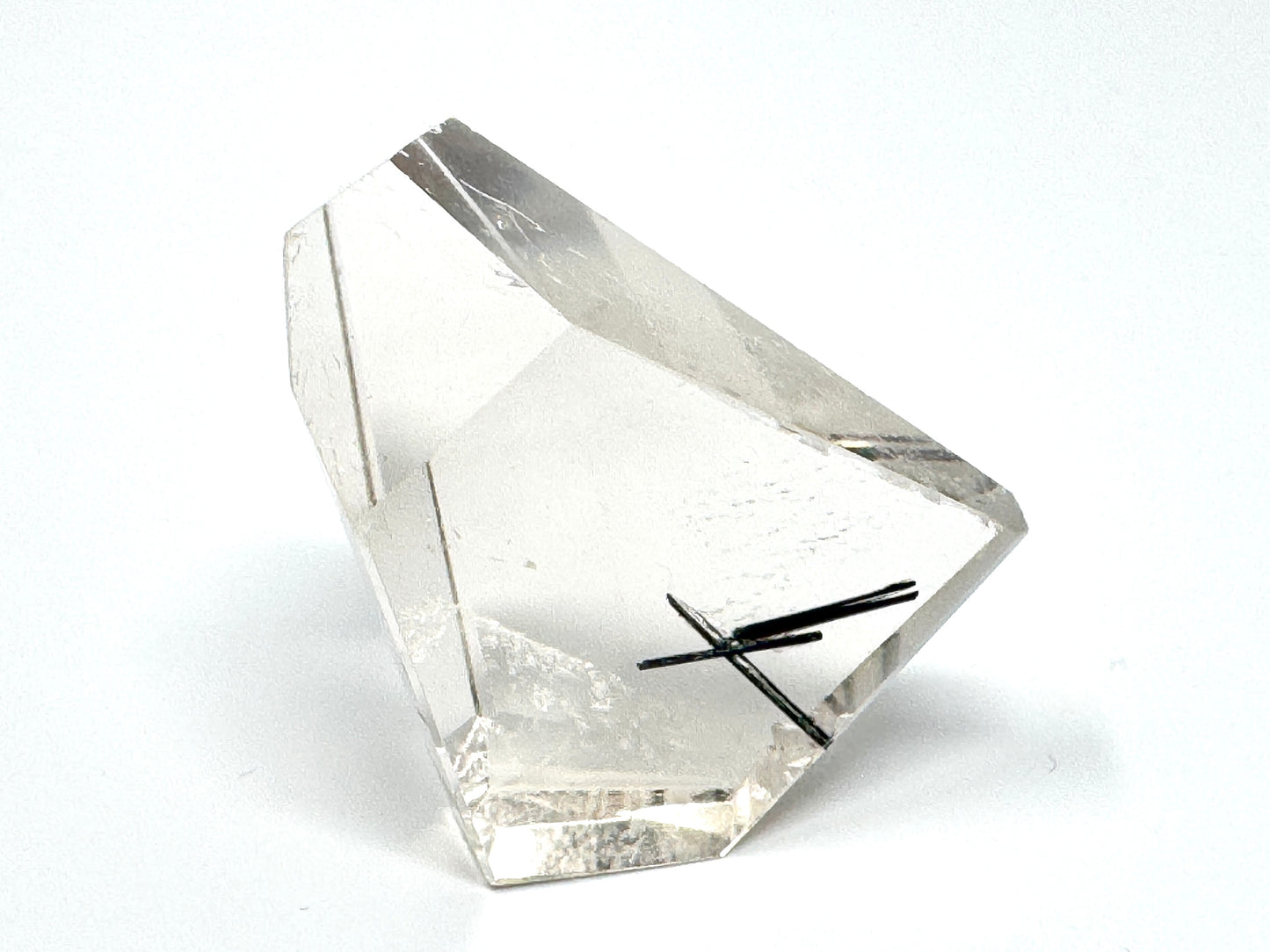 Faceted Quartz With Tourmaline Crystal 4.6cm