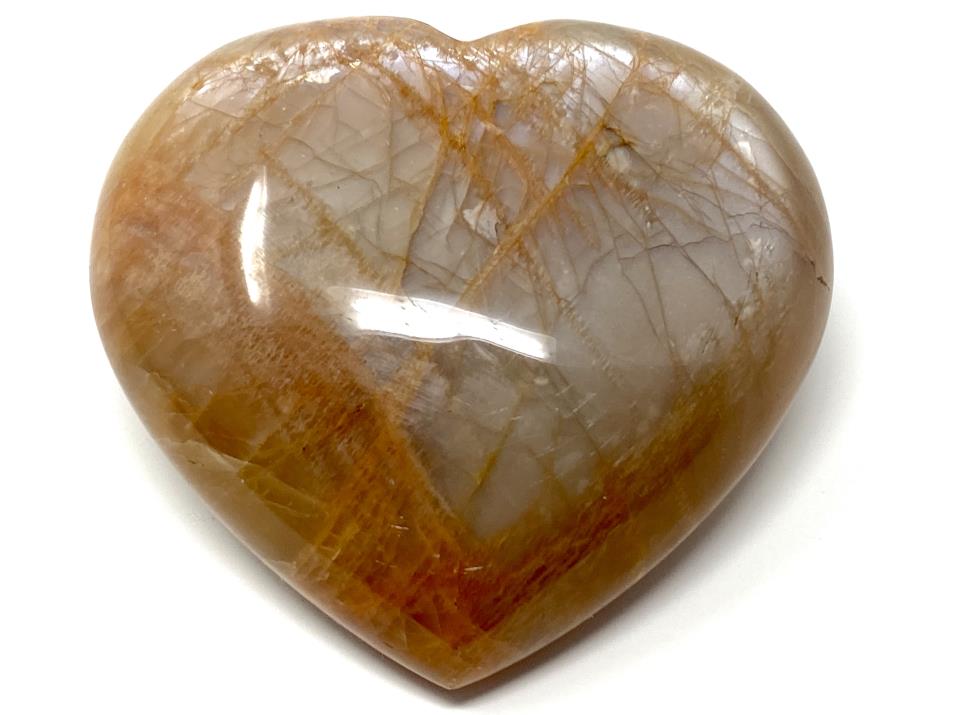 Flashy Peach Moonstone Crystal Heart Large 8.3cm