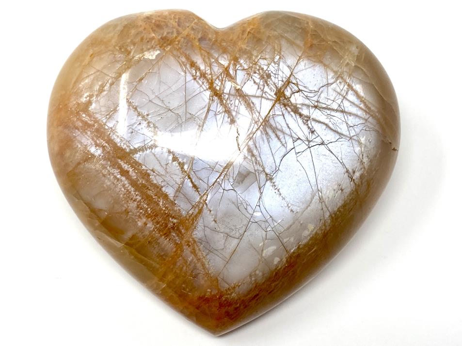 Flashy Peach Moonstone Crystal Heart Large 8.3cm