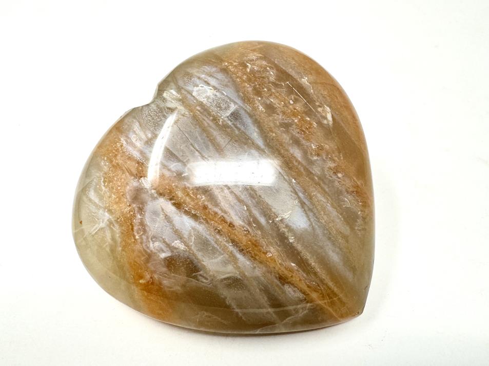 Flashy Peach Moonstone Crystal Heart 6cm