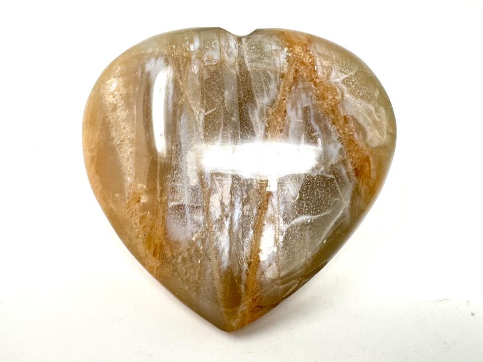 Flashy Peach Moonstone Crystal Heart 6cm