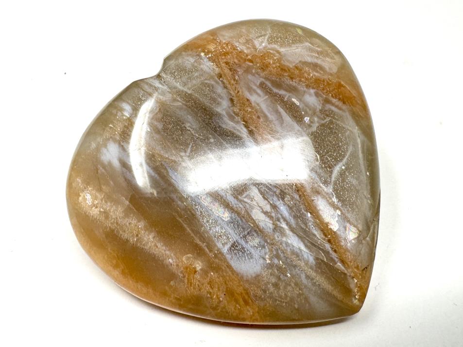 Flashy Peach Moonstone Crystal Heart 6cm