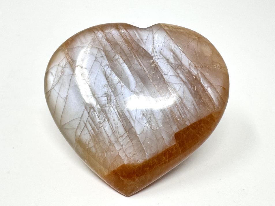 Flashy Peach Moonstone Crystal Heart 6.8cm