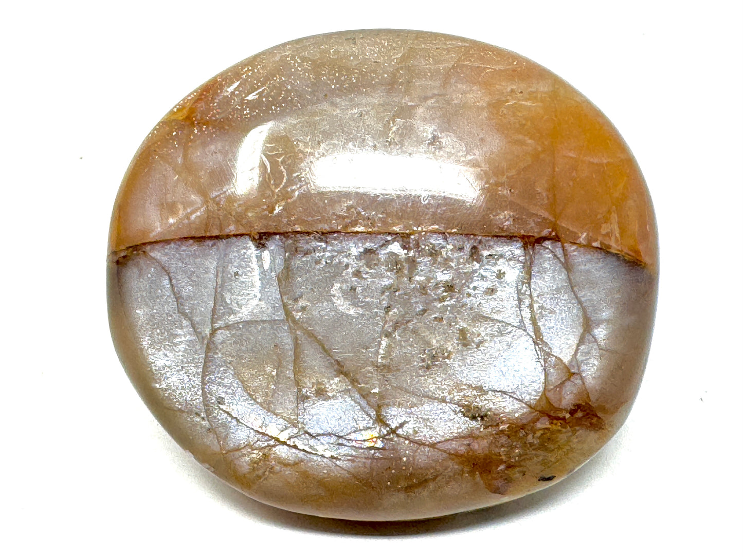 Flashy Peach Moonstone Crystal Pebble 4.6cm