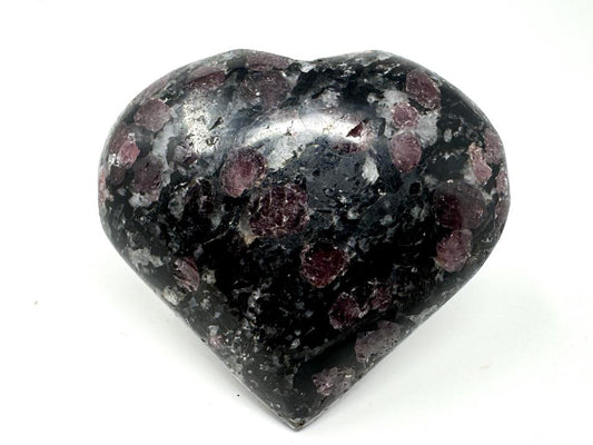 Garnet in Black Tourmaline Crystal Heart 5.6cm