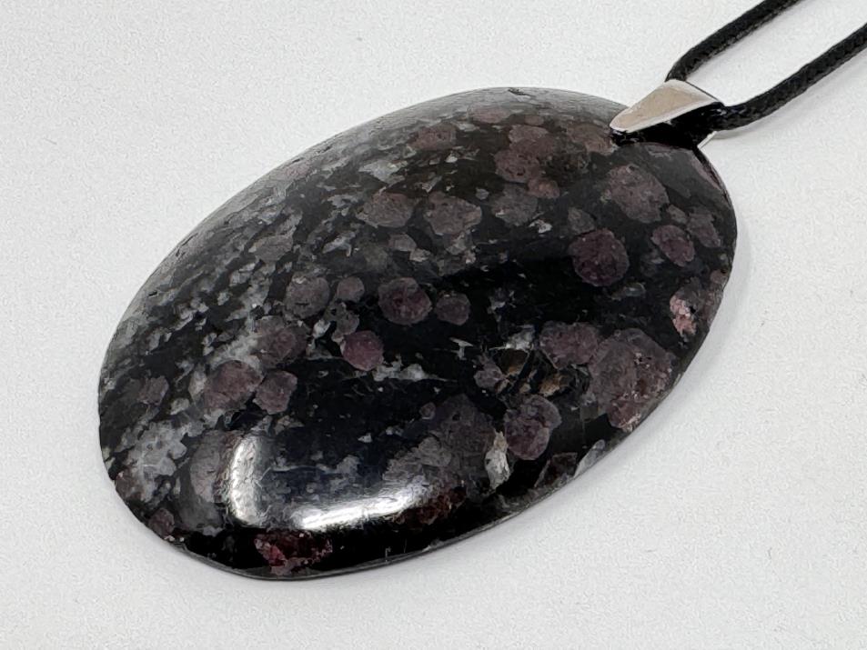 Garnet in Black Tourmaline Pendant Oval Large 5.7cm